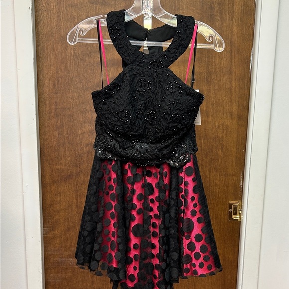 Val Stefani Black and Pink Dance Dress two piece NWT size 2 - Picture 1 of 5